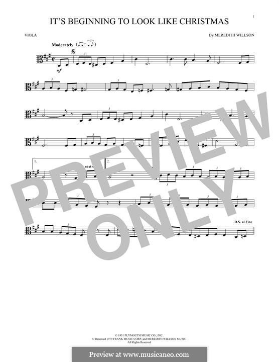 It's Beginning to Look a Lot Like Christmas (Perry Como): For viola by Meredith Willson