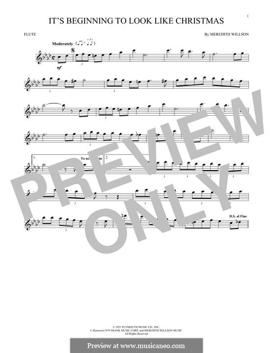 It's Beginning to Look a Lot Like Christmas (Perry Como): Für Flöte by Meredith Willson