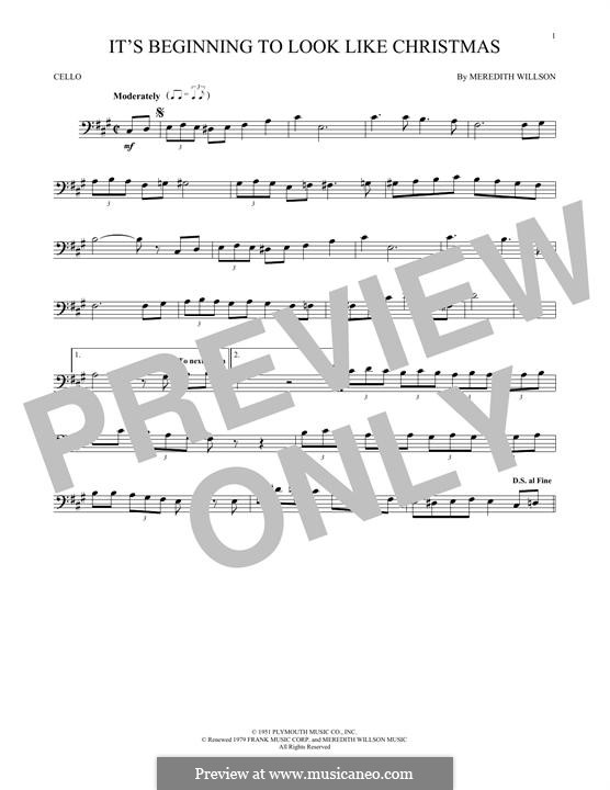 It's Beginning to Look a Lot Like Christmas (Perry Como): Für Cello by Meredith Willson