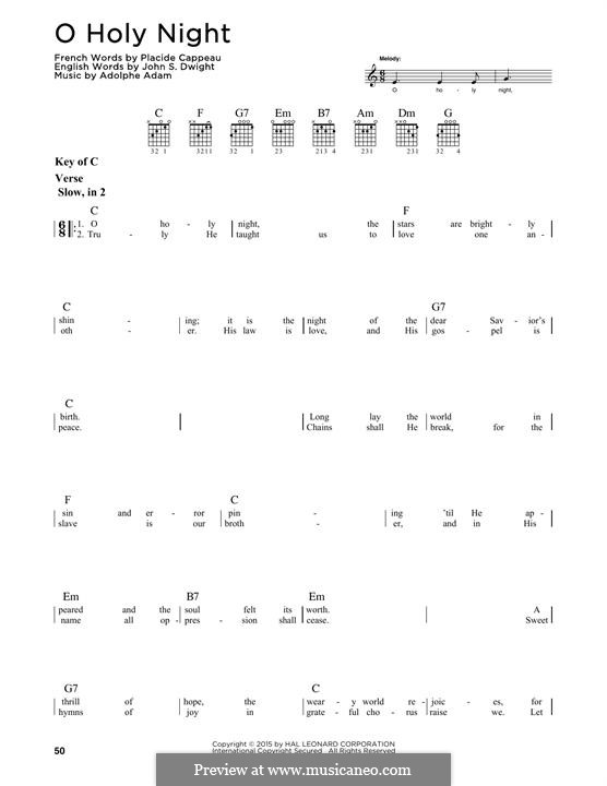 Vocal version (Printable scores): Lyrics and guitar tab by Adolphe Adam