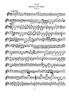 Streichquintett Nr.5 in D-Dur, K.593: Violinstimme II by Wolfgang Amadeus Mozart