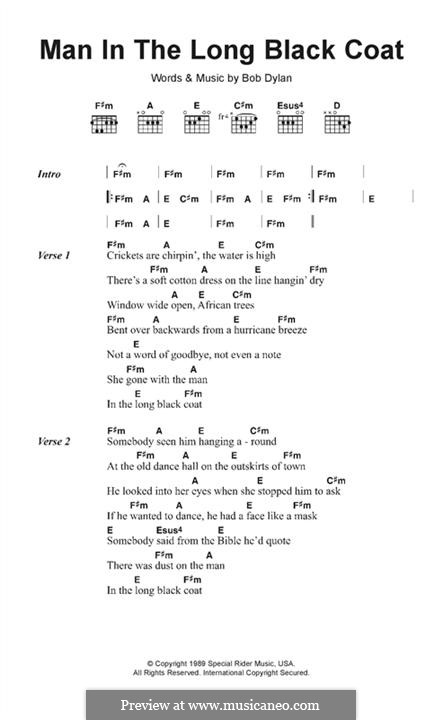 Man in the Long Black Coat: Text und Akkorde by Bob Dylan