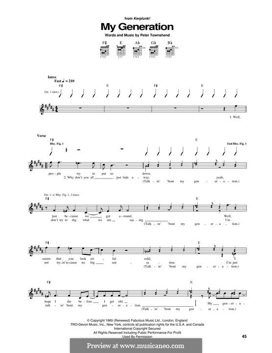My Generation (The Who): Für Gitarre mit Tabulatur by Peter Townshend