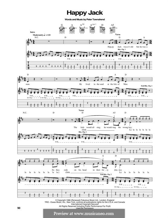 Happy Jack (The Who): Für Gitarre mit Tabulatur by Peter Townshend