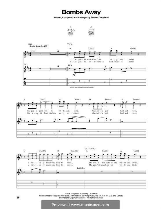 Bombs Away (The Police): Für Gitarre mit Tabulatur by Stewart Copeland