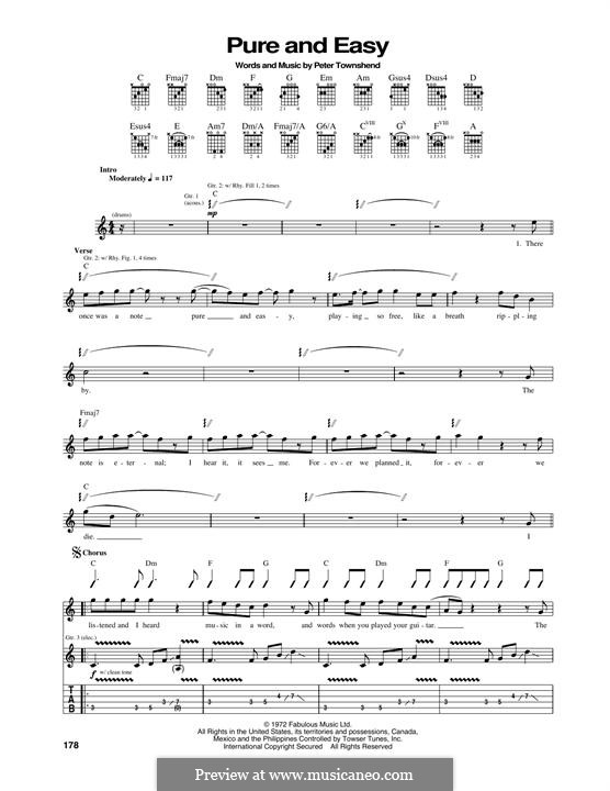 Pure and Easy (The Who): Für Gitarre mit Tabulatur by Peter Townshend