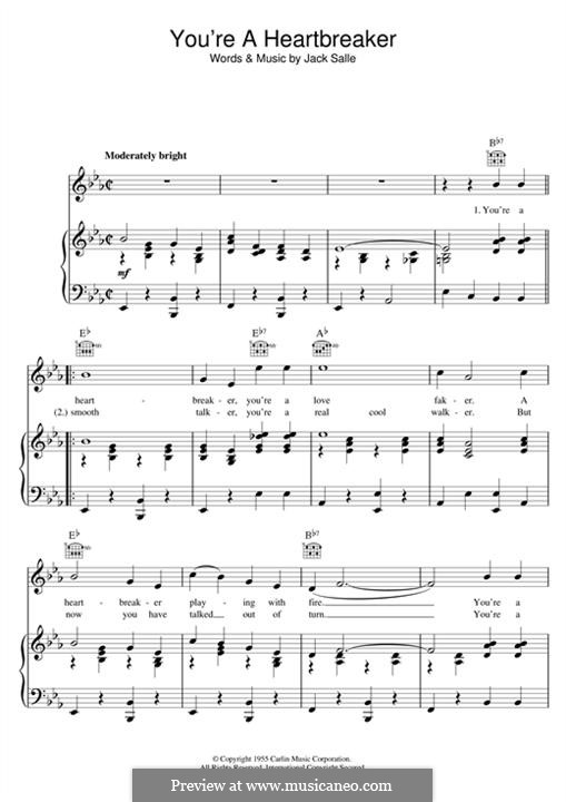 You're a Heartbreaker (Elvis Presley): Für Stimme und Klavier (oder Gitarre) by Jack Sallee