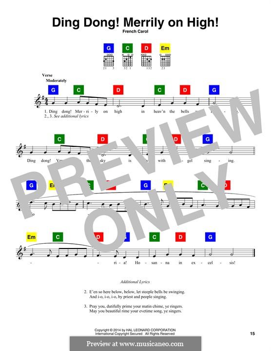 Ding Dong! Merrily on High (Printable Scores): Text und Akkorde by folklore