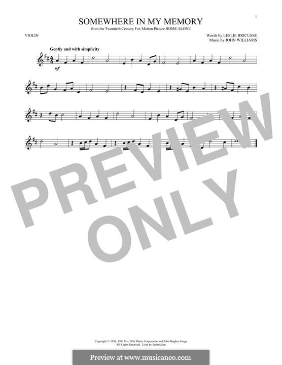 Somewhere in My Memory (from Home Alone): Für Violine by John Williams