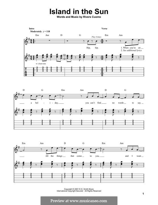 Island in the Sun (Weezer) von R. Cuomo Noten auf MusicaNeo