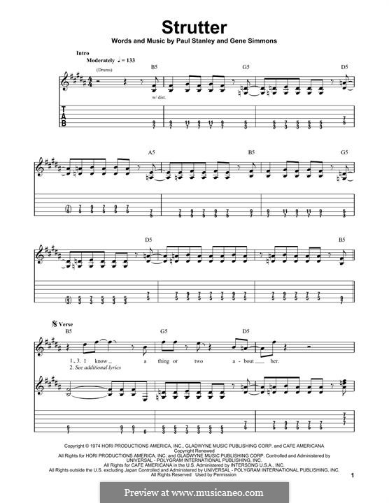 Strutter (KISS): Für Gitarre mit Tabulatur by Gene Simmons, Paul Stanley