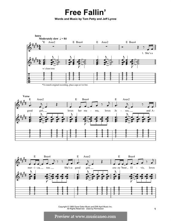 Free Fallin': Für Gitarre mit Tabulatur by Jeff Lynne