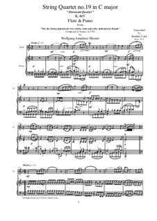 Streichquartett Nr.19 in C-Dur 'Dissonanzenquartett', K.465: Bearbeitung für Flöte und Klavier by Wolfgang Amadeus Mozart