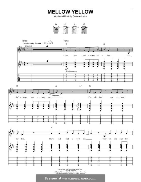 Mellow Yellow: Für Gitarre mit Tabulatur by Donovan Leitch