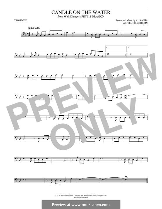 Candle on the Water (from Walt Disney's Pete's Dragon): For trombone by Al Kasha, Joel Hirschhorn