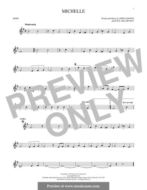 Michelle (The Beatles), for One Instrument: For horn by John Lennon, Paul McCartney