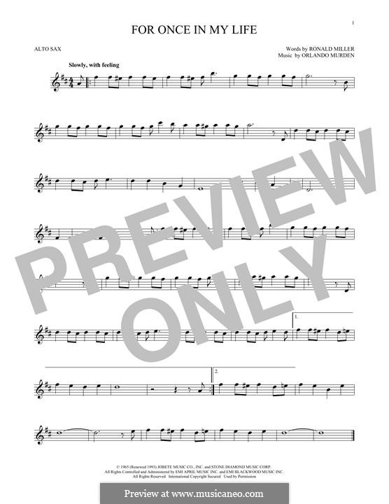 For Once in My Life: Für Altsaxophon by Orlando Murden, Ronald Miller