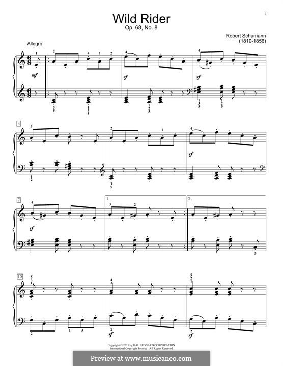 Nr.8 Wilder Reiter: Für Klavier by Robert Schumann