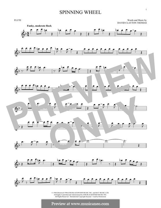 Spinning Wheel (Blood, Sweat & Tears): Für Flöte by David Clayton Thomas