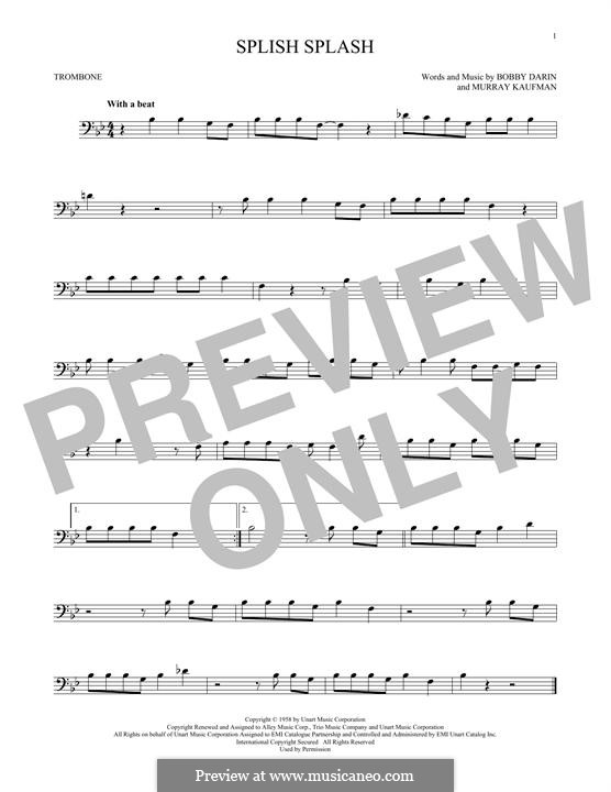 Splish Splash (from You've Got Mail): For trombone by Bobby Darin, Murray Kaufman