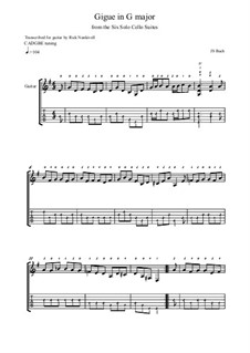 Suite für Cello Nr.1 in G-Dur, BWV 1007: Gigue, for guitar by Johann Sebastian Bach