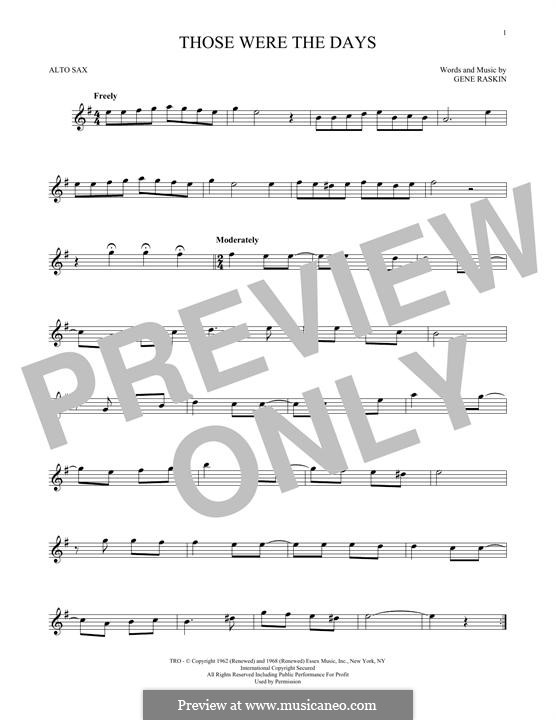 Those Were the Days: Für Altsaxophon by Gene Raskin
