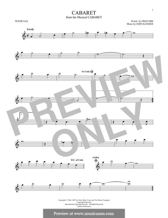 Cabaret (Liza Minnelli): Für Tenorsaxophon by John Kander