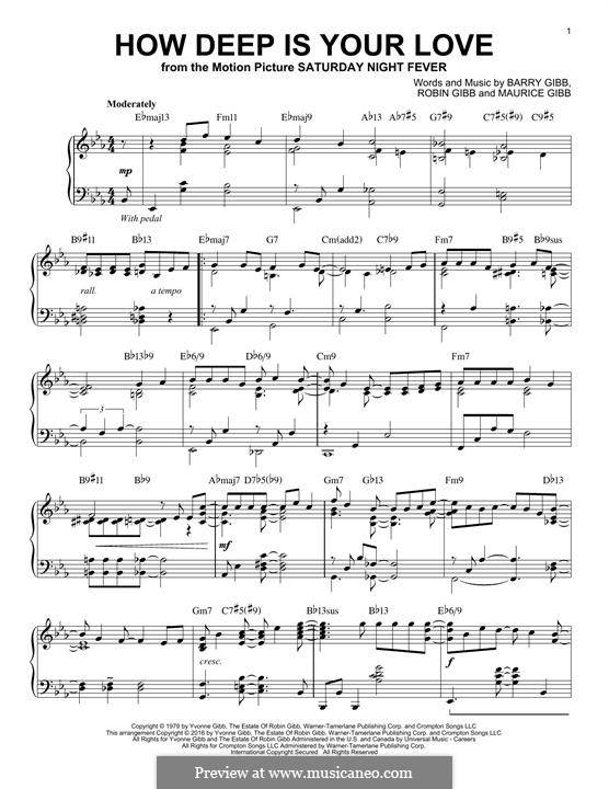 How Deep Is Your Love (The Bee Gees): Für Klavier by Barry Gibb, Maurice Gibb, Robin Gibb