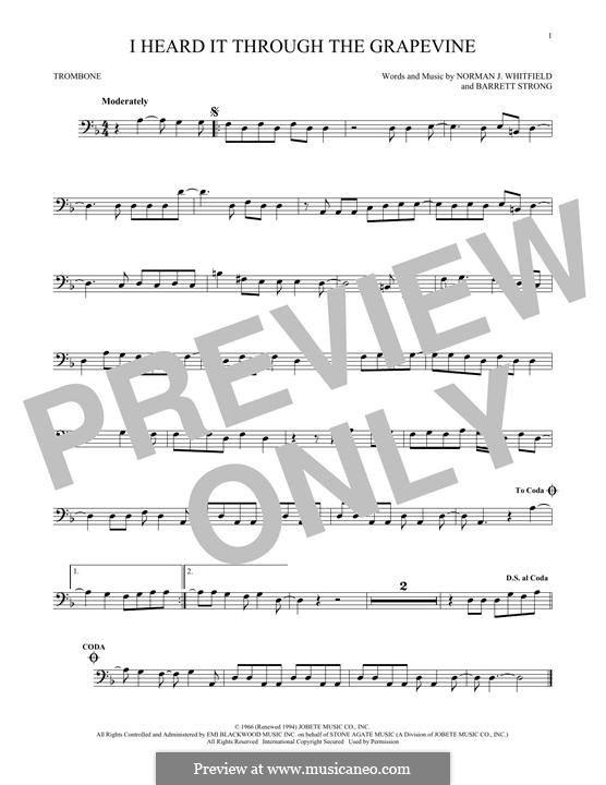 I Heard it Through the Grapevine: For trombone by Barrett Strong, Norman J. Whitfield