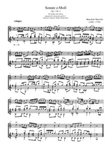 Sechs Sonaten für Cello (oder Bratsche) und Basso Continuo, Op.1: Sonate Nr.2, für Flöte und Gitarre by Benedetto Marcello