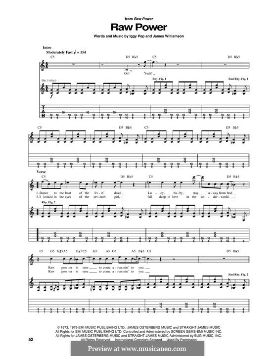 Raw Power (Iggy Pop): Für Gitarre mit Tabulatur by James Williamson