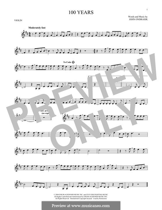 100 Years (Five for Fighting): Für Violine by John Ondrasik