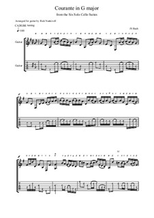 Suite für Cello Nr.1 in G-Dur, BWV 1007: Courante, for guitar by Johann Sebastian Bach