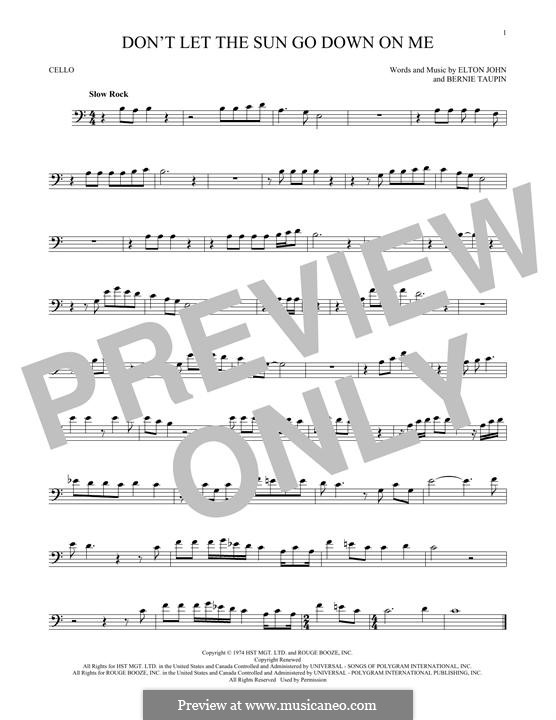 Don't Let the Sun Go Down on Me: Für Cello by Elton John