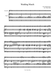 Hochzeitsmarsch: Für Blockflöte und Orgel by Felix Mendelssohn-Bartholdy