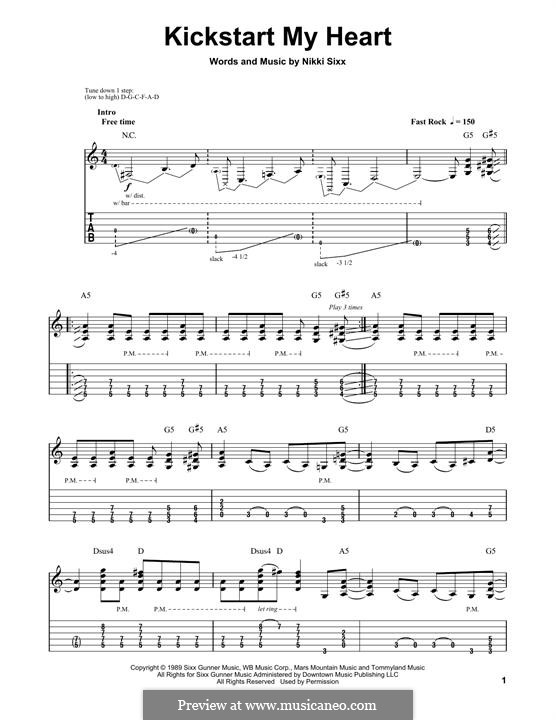 Kick Start My Heart (Motley Crue): Für Gitarre mit Tabulatur by Nikki Sixx