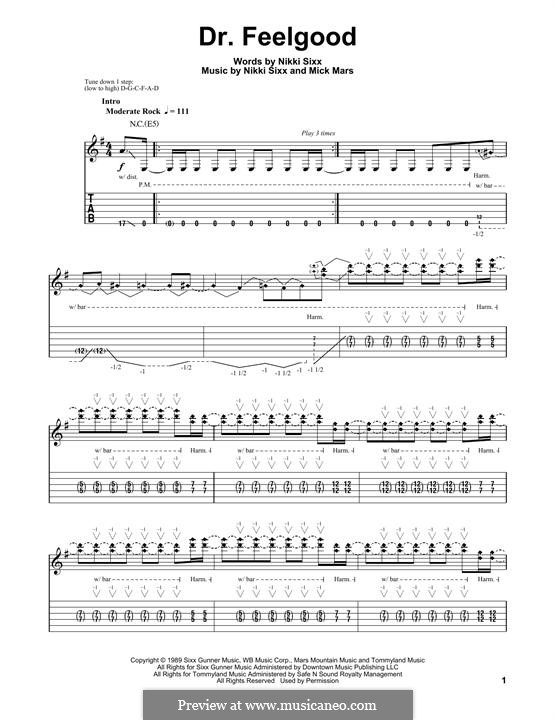 Dr. Feel Good (Motley Crue): Für Gitarre mit Tabulatur by Mick Mars, Nikki Sixx