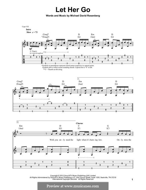 Let Her Go (Passenger): Für Gitarre mit Tabulatur by Michael Rosenberg