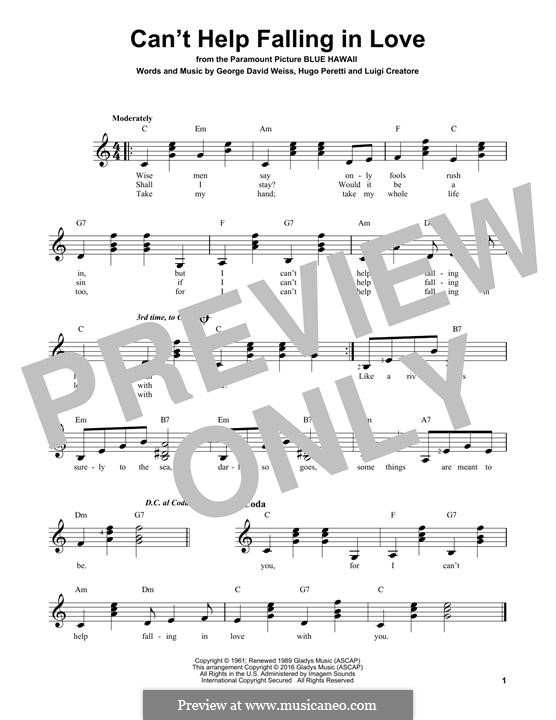Guitar version: Für einen Interpreten by George David Weiss, Hugo Peretti, Luigi Creatore
