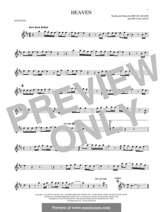 Heaven (DJ Sammy): Für Altsaxophon by Bryan Adams, Jim Vallance