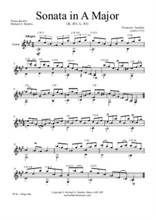 Sonate Nr.83 in G-Dur, K.431 L.83 P.365: Für Gitarre by Domenico Scarlatti