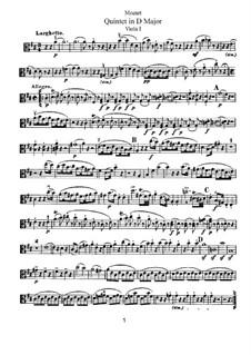 Streichquintett Nr.5 in D-Dur, K.593: Bratschenstimme I by Wolfgang Amadeus Mozart