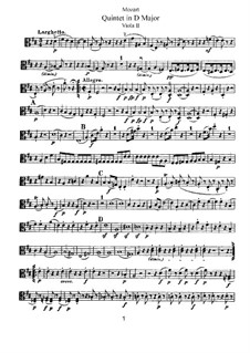 Streichquintett Nr.5 in D-Dur, K.593: Bratschenstimme II by Wolfgang Amadeus Mozart