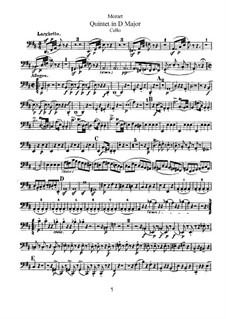 Streichquintett Nr.5 in D-Dur, K.593: Cellostimme by Wolfgang Amadeus Mozart