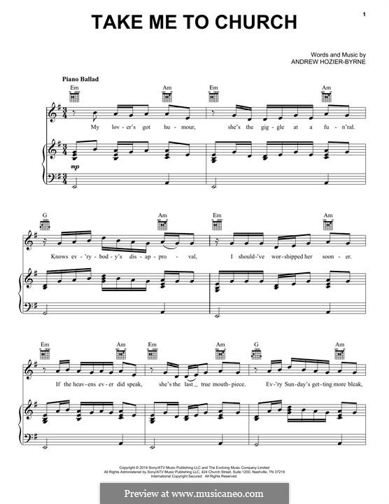 Take Me To Church: Für Stimme und Klavier (oder Gitarre) by Andrew Hozier-Byrne