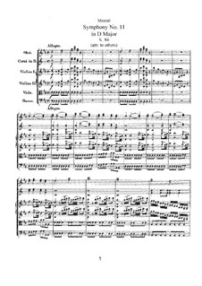 Sinfonie Nr.11 in D-Dur, K.84: Partitur by Wolfgang Amadeus Mozart