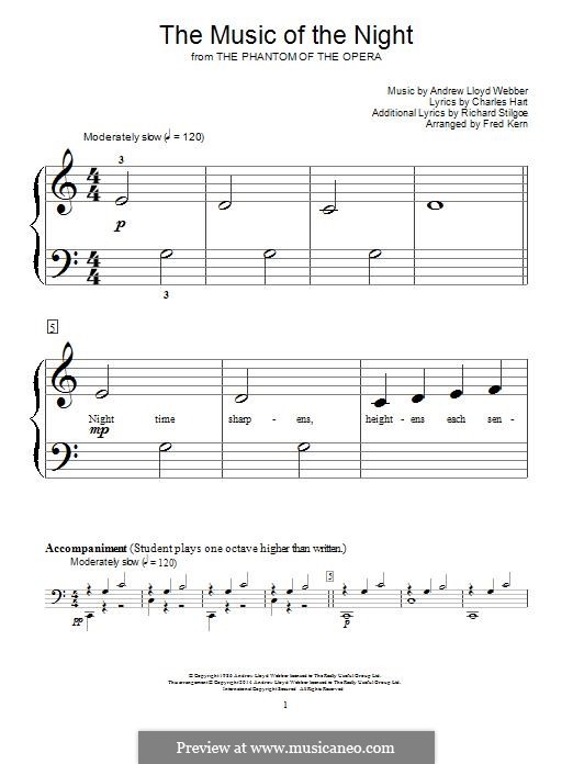 The Music of the Night (instrumental version): Für Klavier by Andrew Lloyd Webber