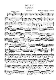 Vollständiger Sonate: Bearbeitung für zwei Violinen – Violinstimme II by Wolfgang Amadeus Mozart