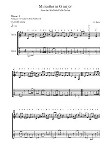 Suite für Cello Nr.1 in G-Dur, BWV 1007: Minuets I-II, for guitar by Johann Sebastian Bach