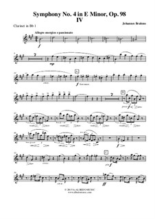 Teil IV: Klarinette in B 1 (transponierte Stimme) by Johannes Brahms